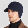 Gorro de tricô com abas para as orelhas (marinha)