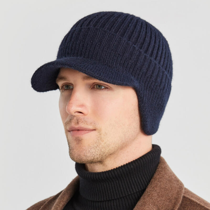 Knit earflap cap (navy)