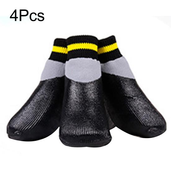 

4Pcs Pet Socks Waterproof Wear-resistant Cotton Breathable Puppy Paw Protector for Walking 6 чёрный