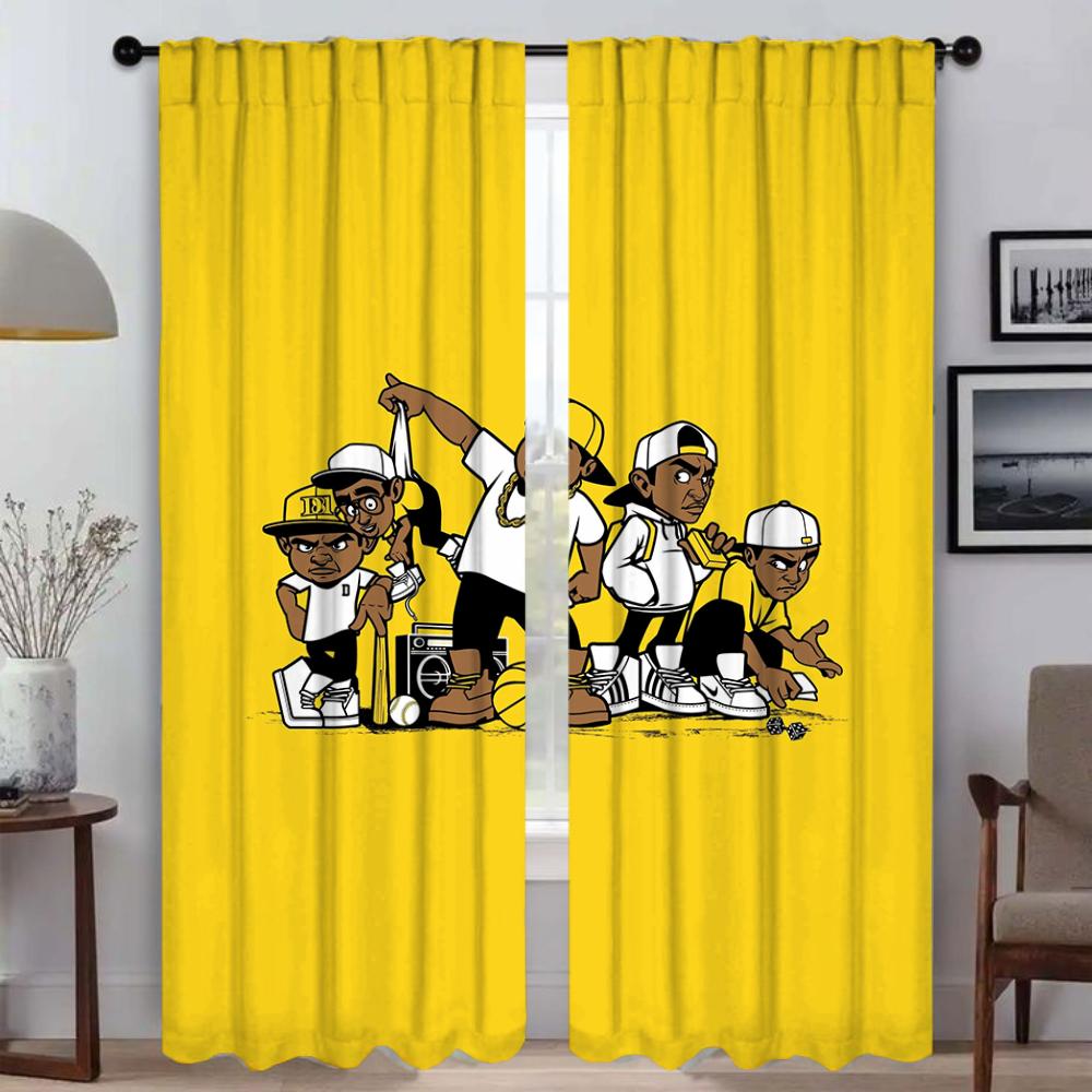 Set Of 2 Wu Tang Clans Partition Curtains Living Room Curtain Halloween Decoration Tulle Bedroom Home Interior For Made Polyester