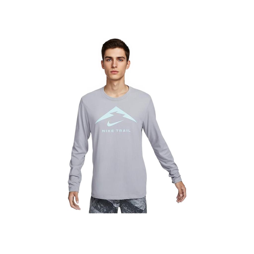 Nike Dri-Fit Rundhals-Pullover Schnelltrocknendes Langarm-T-Shirt Herren T-Shirts Zementgrau FN0828078