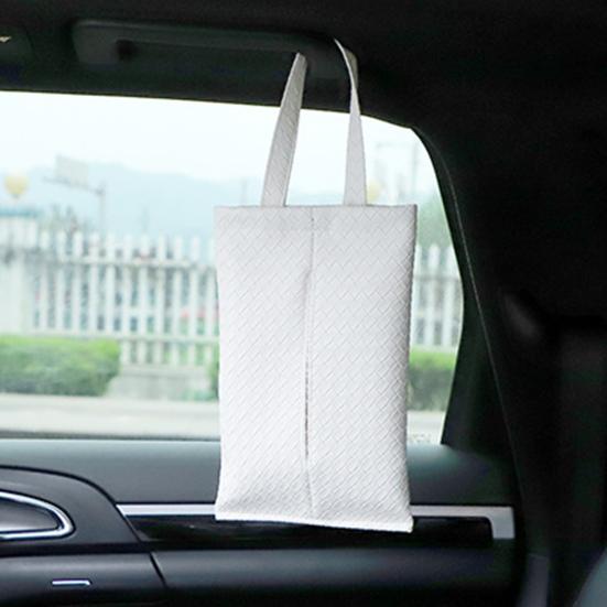 Car Tissue Holder for Dispenser with Woven Visor Hanging Napkin Pattern Universal Armrest