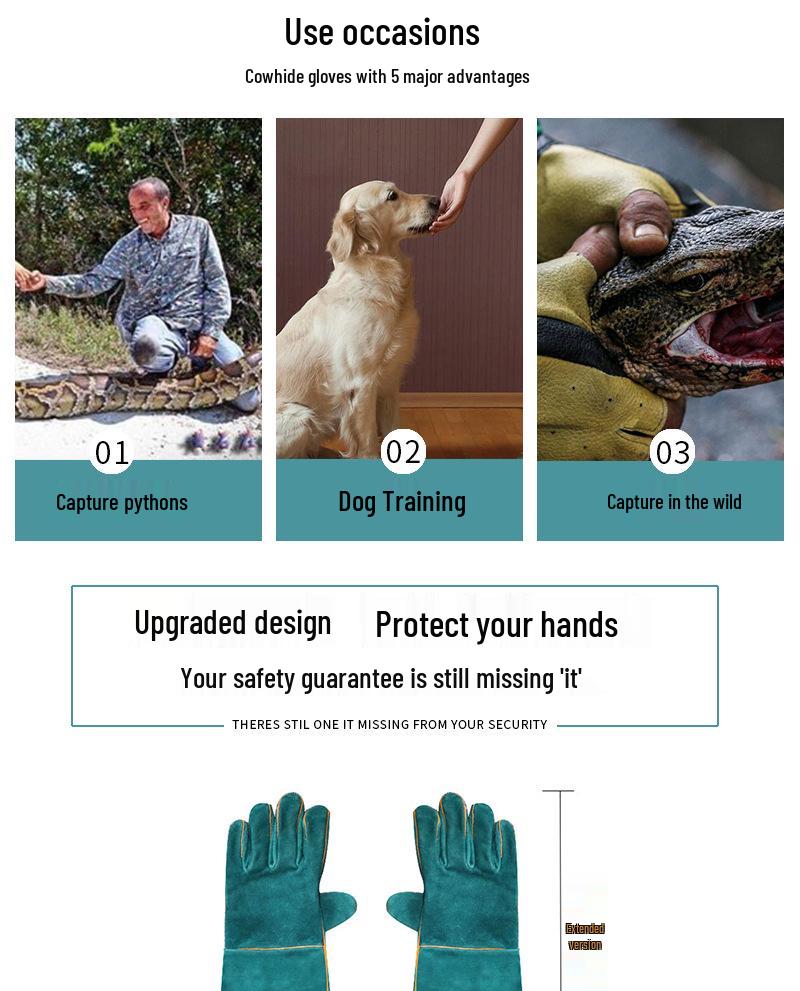 Reptile Bite-Proof 62cm Pet Protective Gloves - Top-Rated Pet Supplies