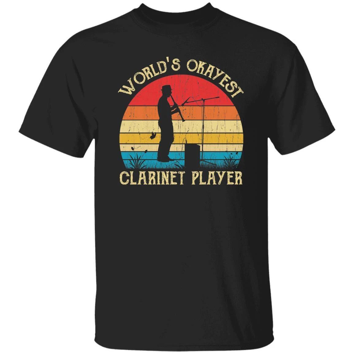 World s Okayest Clarinet player Retro Style Unisex T-shirt Black Navy Dark Heath 2XL