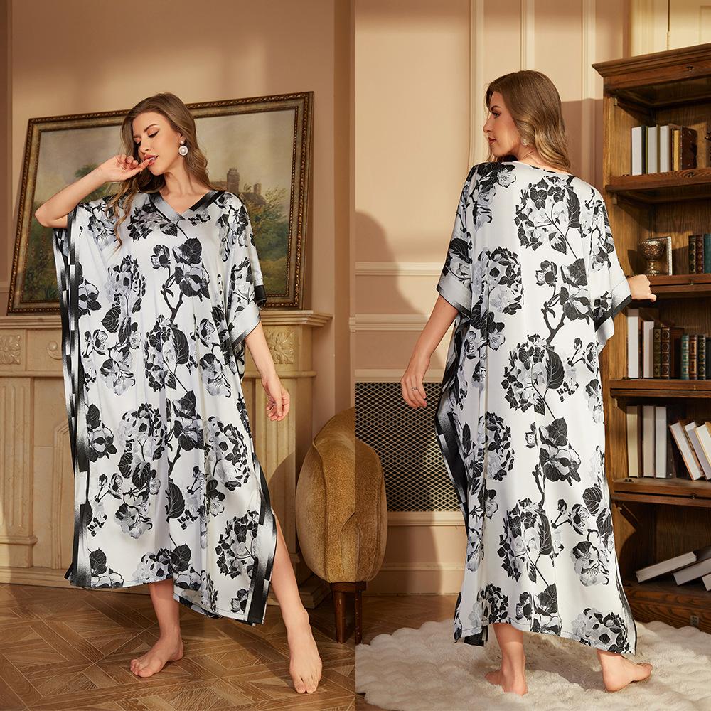 Damska Piżama Plus Size o Zaawansowanym Wyglądzie, Długa, Modna, z Długim Rękawem