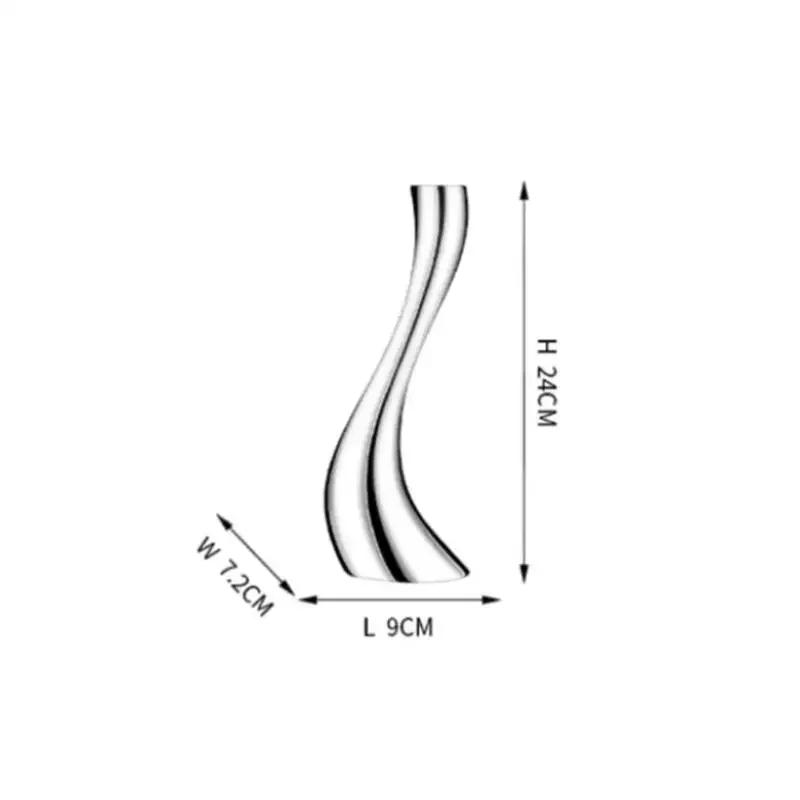 Stainless Steel Swan Neck Candlestick Silver Metal Curve Handicraft Candle Holder Wedding Dining Table Home Decoration