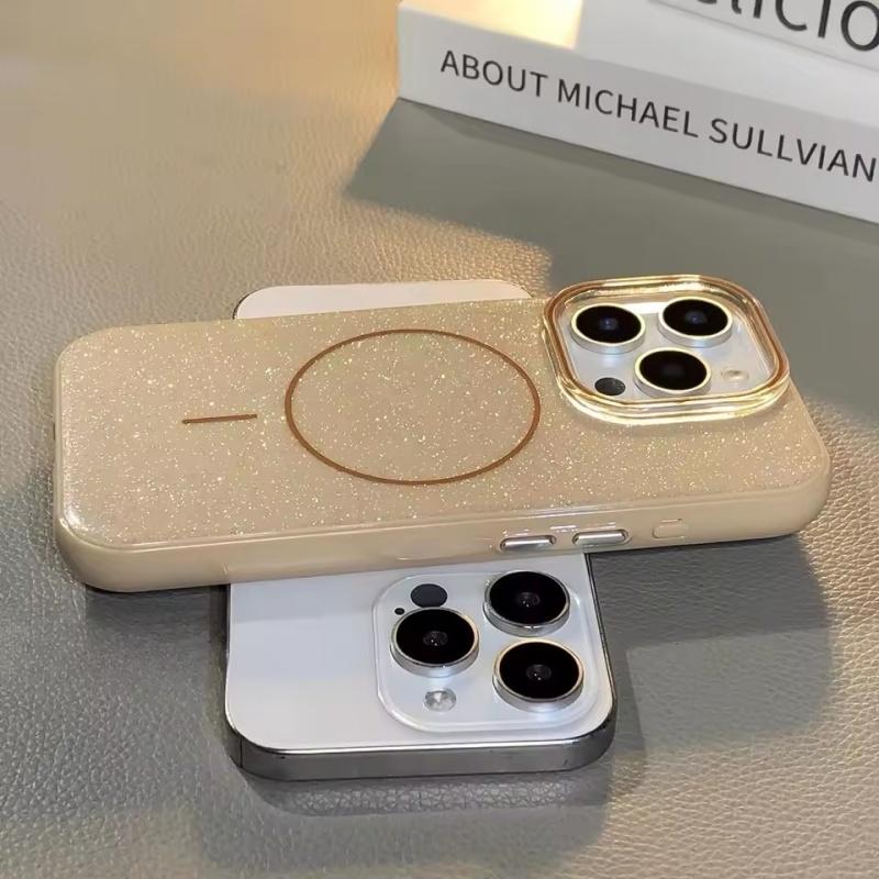 Luxury Glitter Bling For Magsafe Magnetic Case For iPhone 16 13 15 14 11 12 Pro Max Wireless Charge Silicone Shockproof Cover
