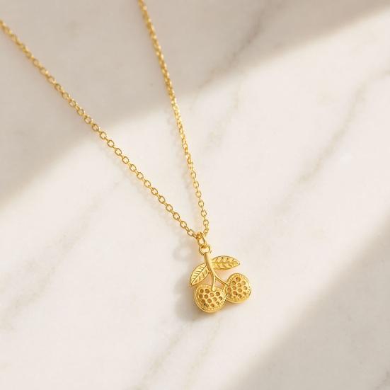 Kirschanhänger Halskette, Niedliche Frucht Halskette für Damen, Zierliche Kirsch Charm Halskette, Modeschmuck Geschenk für Ehefrau Freundin