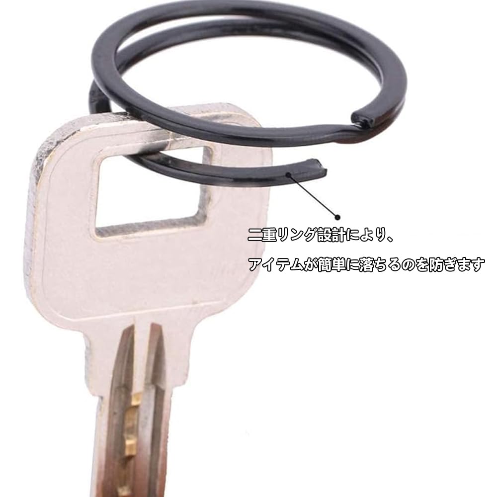 QIKEJI Flacher Schlüsselring, Schlüsselanhänger, Schwarz, Außendurchmesser: 1,3 x 1,1 Zoll (32 mm),