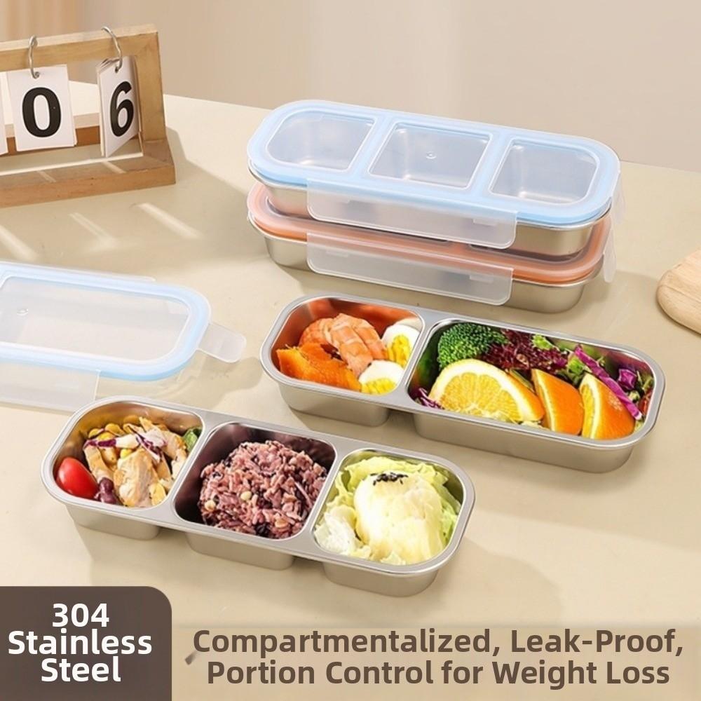 Reusable Food Storage Container Leakproof Seasoning Tray Stainless Steel Lunch Box  Home
