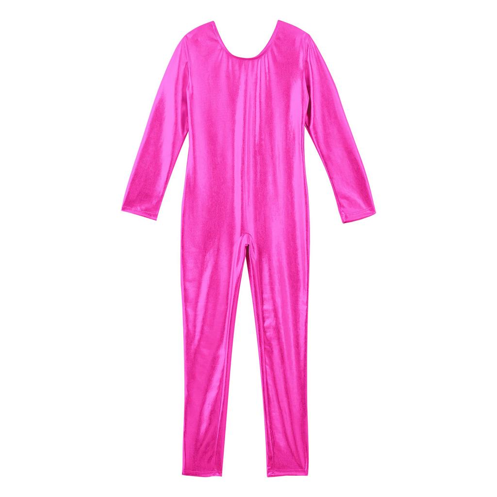 Kids Ballet Gymnastics Unitard Girls Long Sleeve Round Neck Leotard Dance Catsuit Bodysuit Dancewear