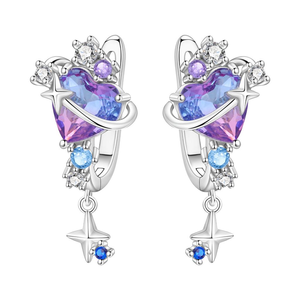 925 Silver Mysterious Star Moon Earrings Jewelry Versatile Hoop Earrings For Women Jewelry Birthday Party Fine Gifts