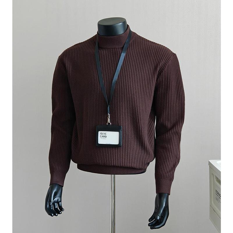 Men S Striped Half Turtleneck Knit Sweater Spring Autumn