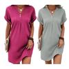 Women's Summer Shirt Dress Casual V-Neck Short Sleeve T-shirt Dress Beach Vacation Mini Shift Sundress