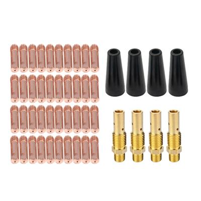 Kit de pontas de bico sem gás fluxcore, 48 peças, resistente ao calor, substituição, bicos sem gás, pontas de contato para soldagem de latão, soldador