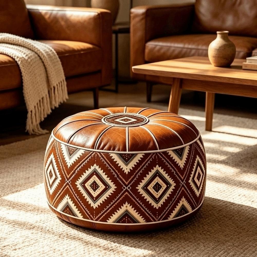 PU Leather Boho Style Seat Cushion Cover Unstuffed Storage Leg Bench Sofa Stool Cover  Balcony