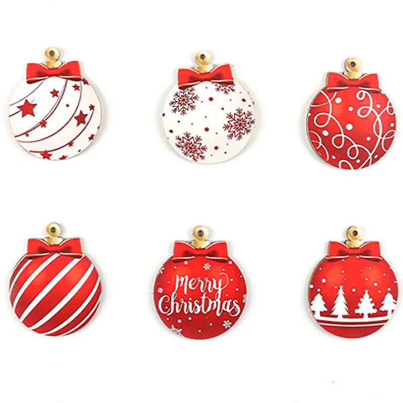 (12pcs set)7*5.7cm Christmas Ball Wooden Pendant Xmas Decoration Colored Woodblock Children's Cartoon Snowman Hanging DIY