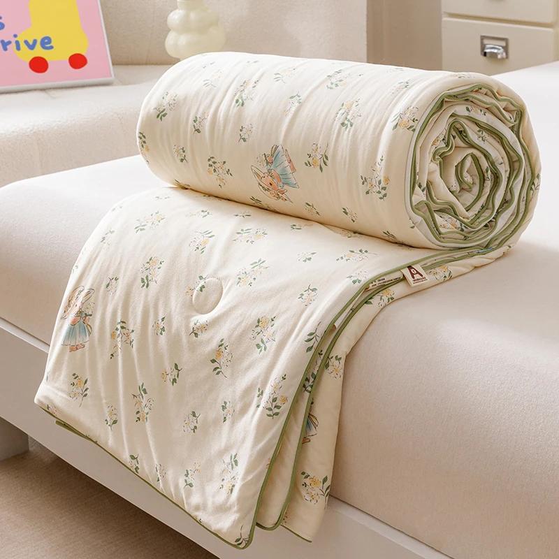 Cool Summer Quilt - Class A Milk Silk & Knitted Cotton (20% Soybean, Ultra-Soft Air-Con Bedding)