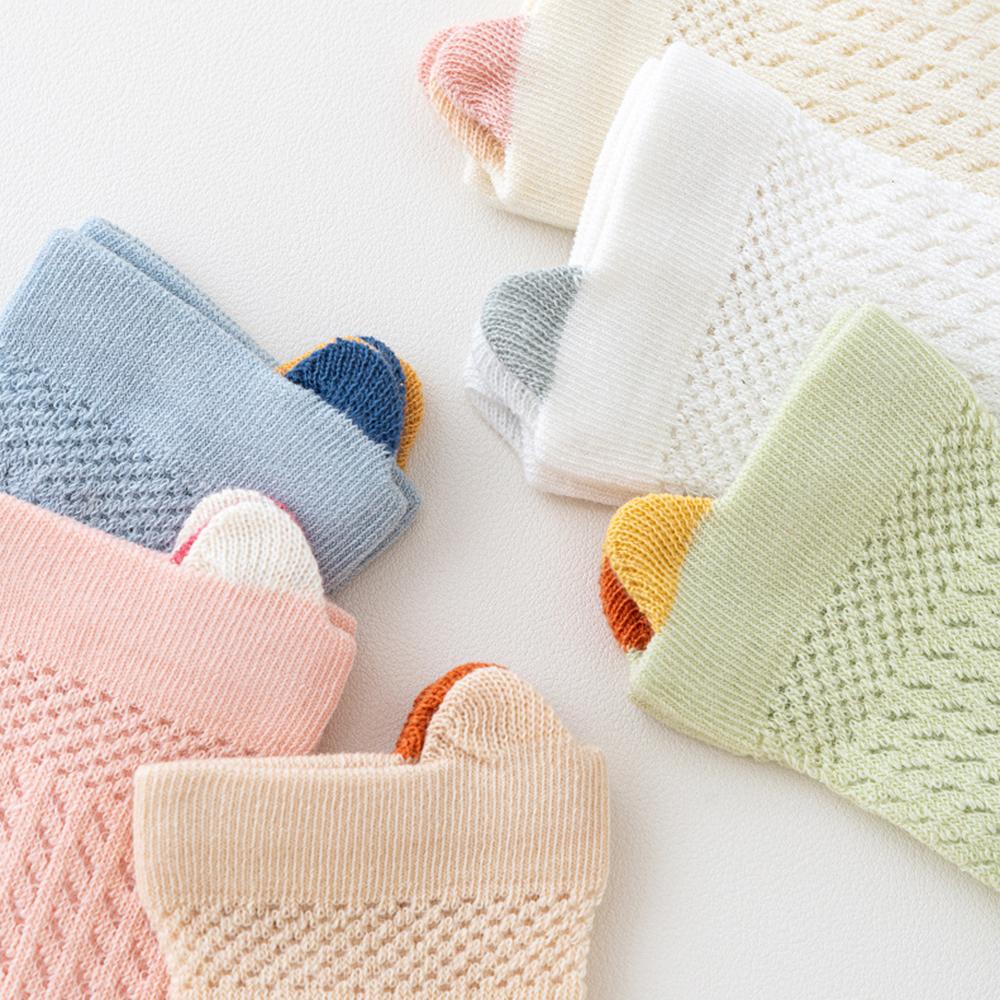 Seamless Mesh Baby Socks Thin Breathable Cotton Newborn Socks Cute Solid Color Ear Toddler Socks