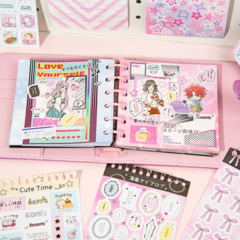Decorative Sticker Book 63Sheets/Pad Water Resistant PET Sticker for Journal Notebook Planner Album Embellishments