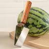 Wassermelonenschneider Edelstahl Wassermelonen-Schneidewerkzeug mit Holzgriff Ergonomischer Obstschneider für Wassermelone Cantaloupe Äpfel Leicht zu reinigen Küche