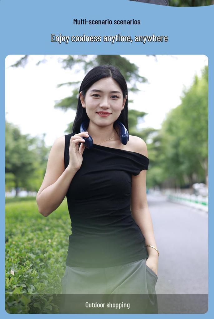 2025 L19 Bladeless USB Rechargeable Neck Fan - Portable, Long-Lasting Mini Fan for Outdoor Camping.