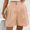 Women's Loose Casual Pants Button -Color High Waist Straight Shorts