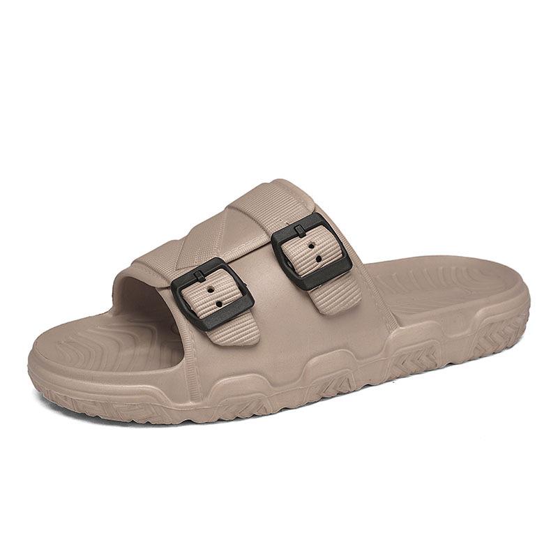 Summer new slippers men's cool slippers indoor bathroom one-word drag breathable outside wearing beach drag casual shoes men