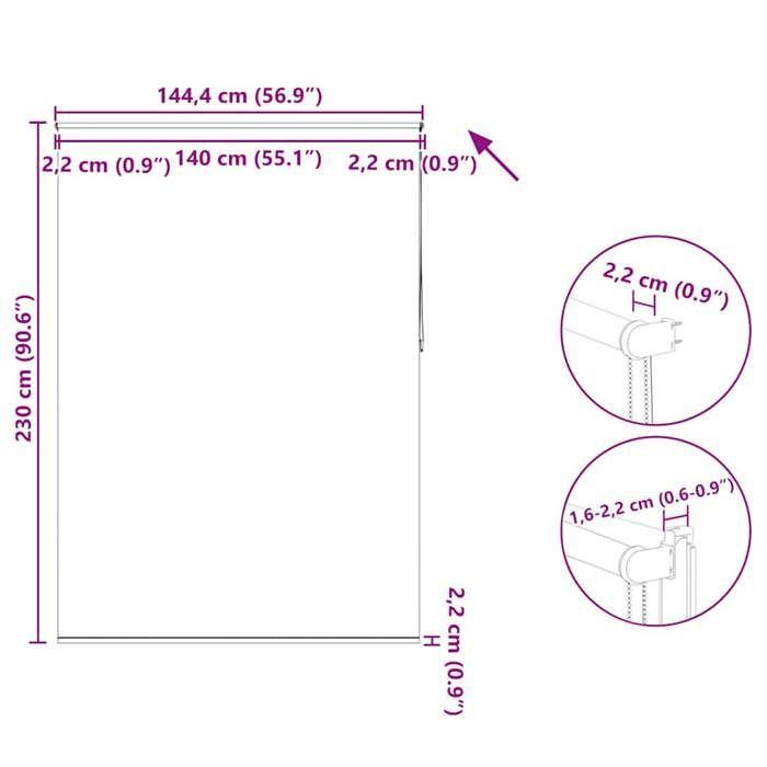 VidaXL Roller Blind Blackout 140x230 Cm Grey Window Bedroom 240173