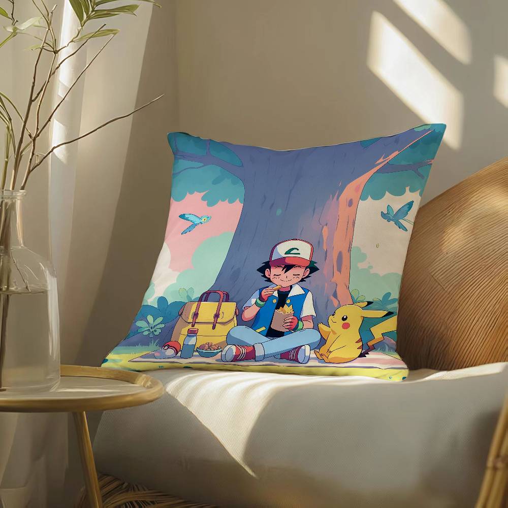 Pokemon Gaming Room Anime Plush Pillow Cover Soft Short Plush Cushion Cover For Sofa Bedroom Home Decor Gift