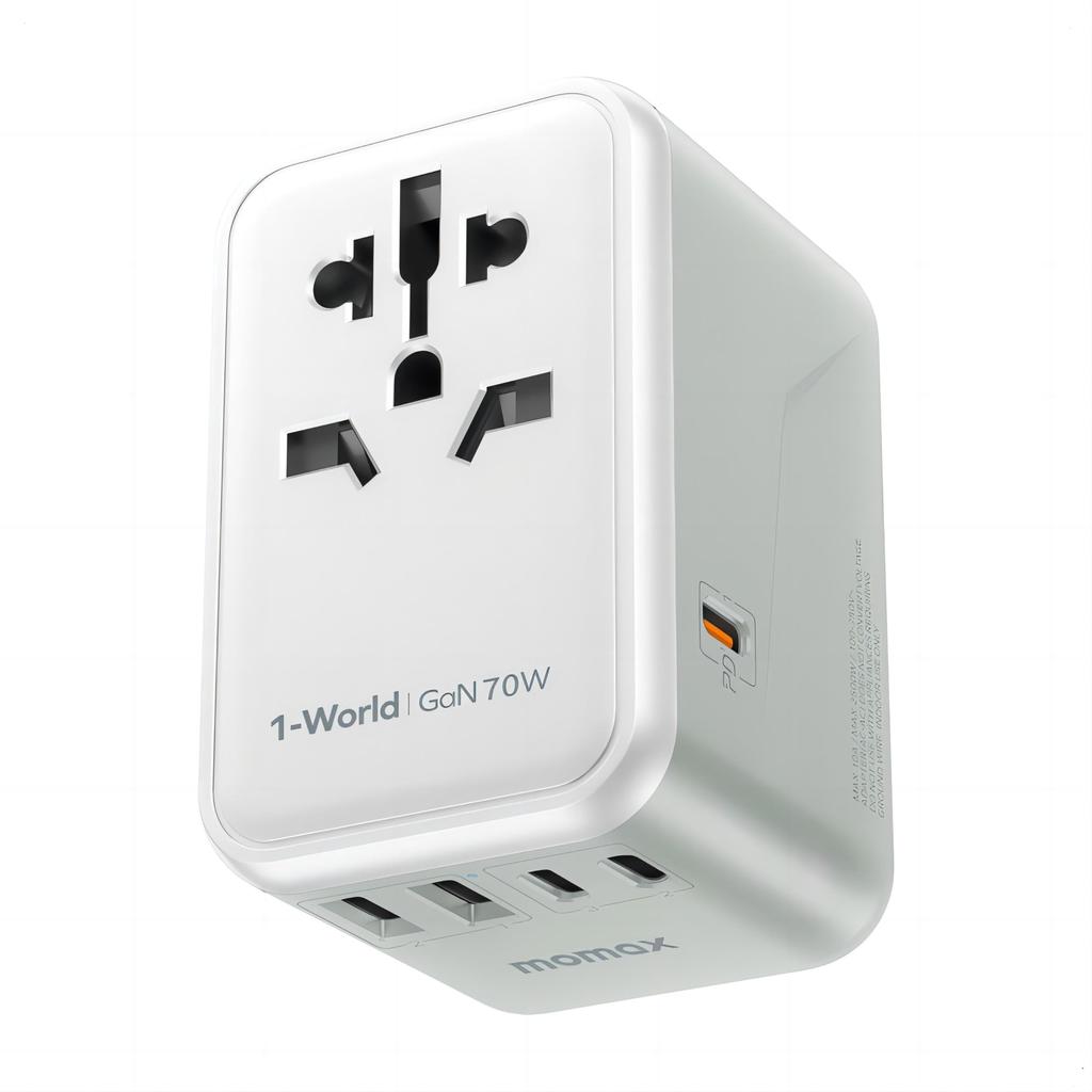 MOMAX 70W Fast Charging PD 70W GaN Fast Power Converter for International Simultaneous Charge for 6 3 PD 2 QC 1 AC International Type Worldwide