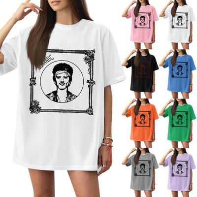 Lässiges bedrucktes T-Shirt für Damen, Rundhalsausschnitt, Pullover, kurzärmelig