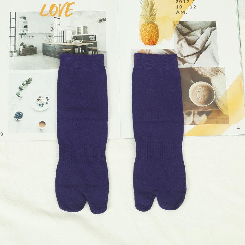 Calcetines de mujer hasta la pantorrilla con dos dedos divididos, color liso, estilo japonés, finos, diseño de pezuñas de cerdo
