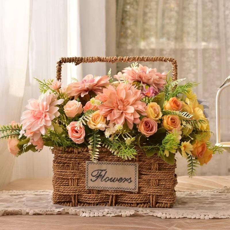 Lifelike Artificial Dahlia Flower Aesthetic Faux Flower Bouquet Long Branch Silk Dahlia Flower Wedding Party Home Decor