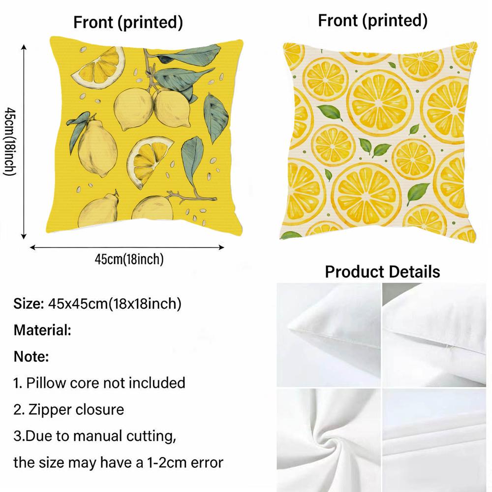 Y-Yellow Lemon Cushion Cover Fabric Soft Furnishing,Pillowcase, Cushion Cover, Sofa Pillow, Home Decoration