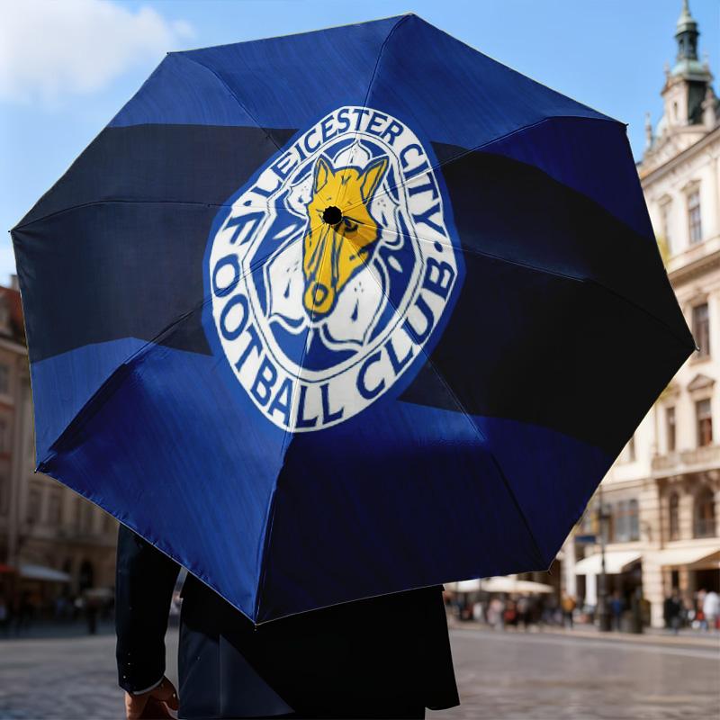 Leicester City Football Club Automatic Folding Umbrella - 8-Rib Travel Umbrella with Auto Open/Close & Portable Gifts for holidays or birthdays