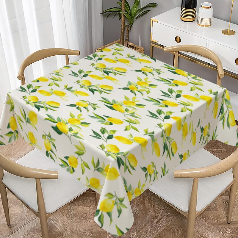 Summer Lemon Green Leaves Rectangle Tablecloth for Table Decor Washable Holiday Kitchen Dining Table Cloth Wedding Party Decor