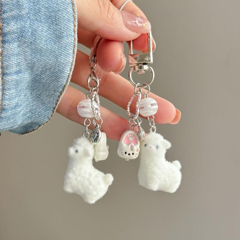 Cute Alpacas Keychain Sturdy Resin Design Lightweight Waterproof Decorative Accessory for Keys Bags