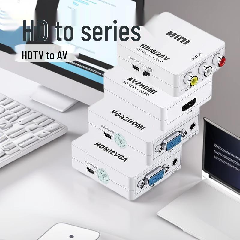 HDTV to AV Converter Box: White Series HDMI/VGA/AV Connector for Game Console to TV