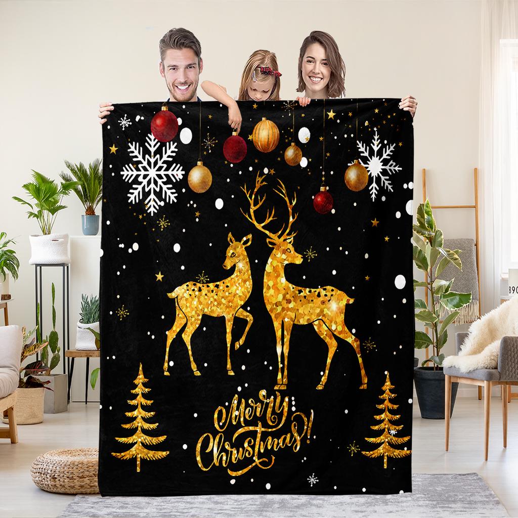 Christmas Cartoon Series Printed Blanket for Sofa Travel Camping Living Room Office Conditioning Blanket for All Seasons Gifts