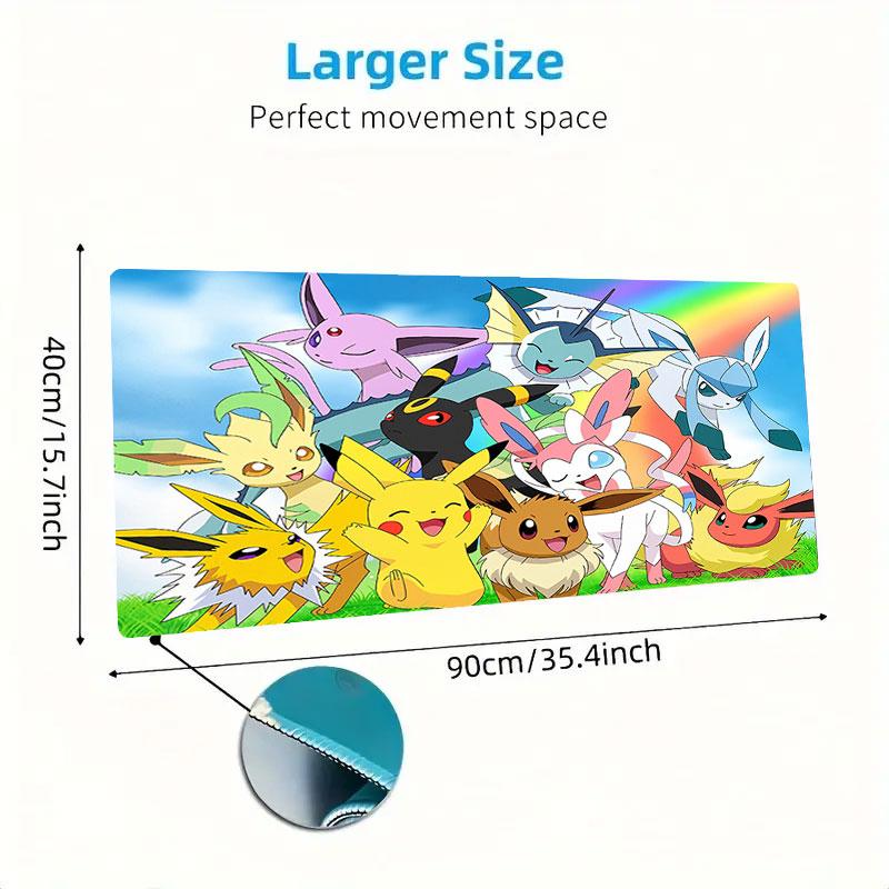 Cartoon Pokemon Mouse Pad, Large Gaming Desk Mat, Non-slip XXL Mousepad for Laptop & Tablet, Mini PC Playmat with Stitched Edges