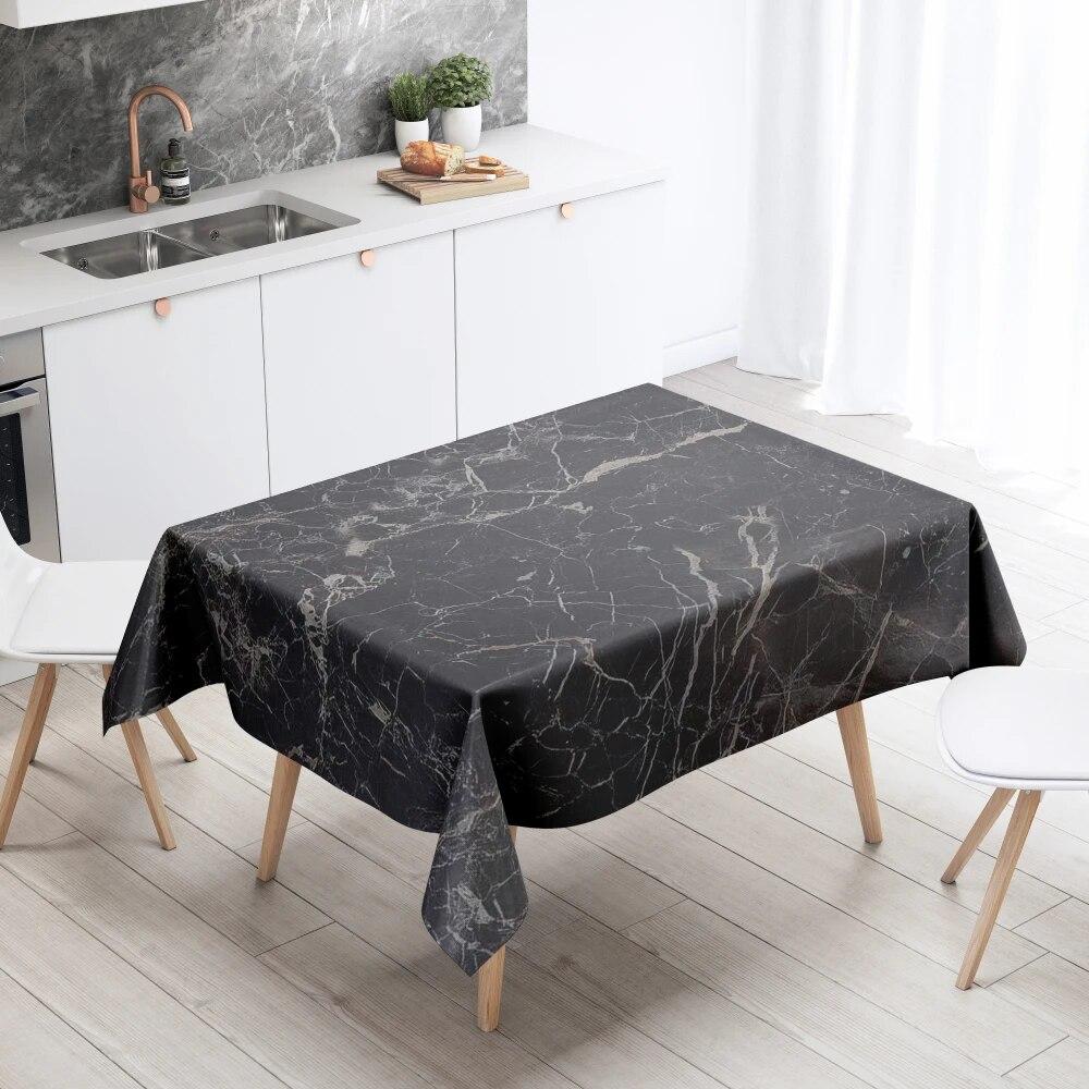 Marble Pattern Table Cloth Home Decor Stain Resistant Waterproof Decoration Rectangular Kitchen Fireplace Countertop