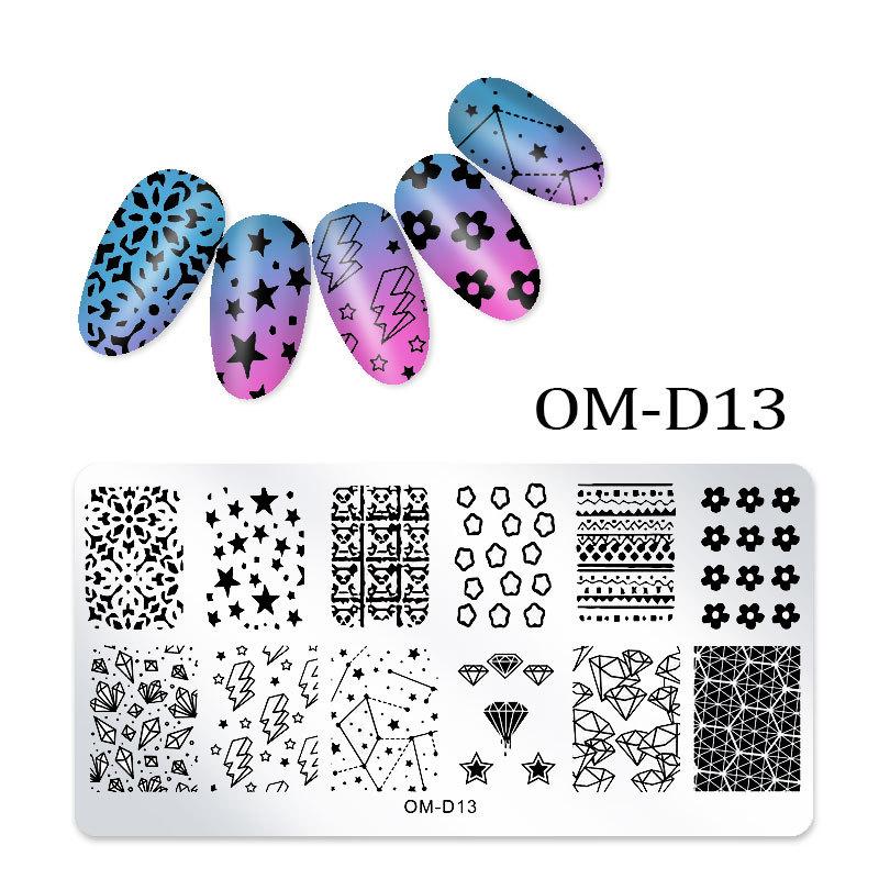 Nail Art Transfer Steel Plate, Rectangular Printing Oil Transfer Printing Steel Plate Blue Film Painted Board Omd Series