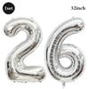 32inch Silver Number Foil Balloons Large Digit 0-9 Helium Globos Happy Birthday Party Decor Wedding Anniversary Graduation 2026
