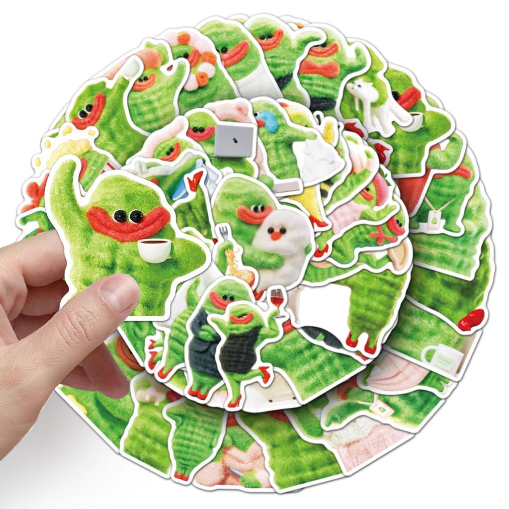50PCS Quirky Bitter Melon Emoji Stickers: Creative, Funny, Waterproof Decor for Water Bottles & Notebooks