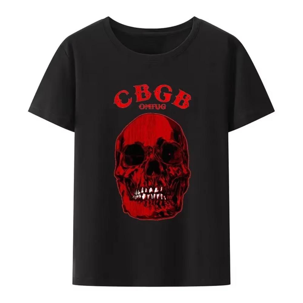 Underground Punk Rock Concert Hipster Tee Hip Hop Street Fashion Cool Tops CBGB OMFUG Liberty Skeleton Black White Print T Shirt