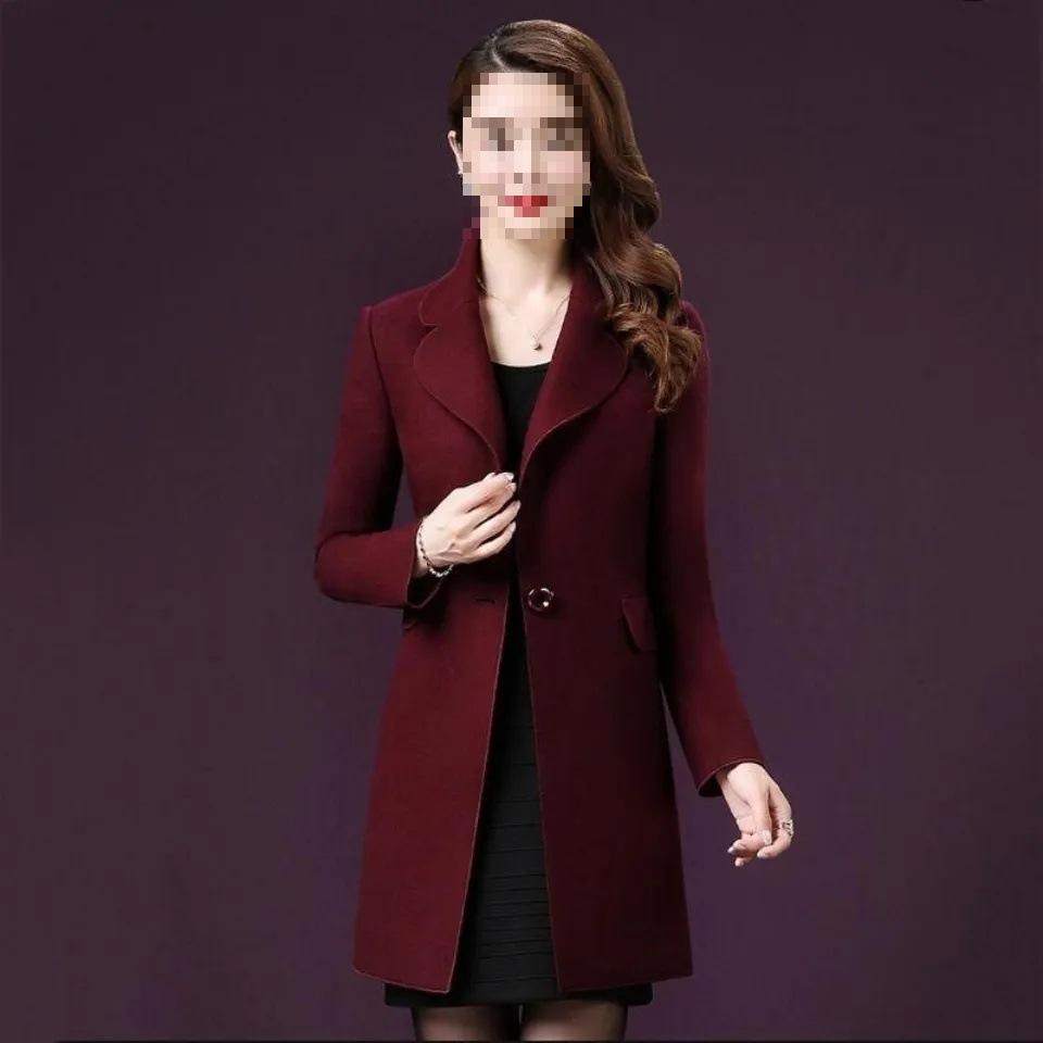 2025 Autumn/Winter Women's Mid-Length Wool Coat – Elegant Waist-Cinched Style