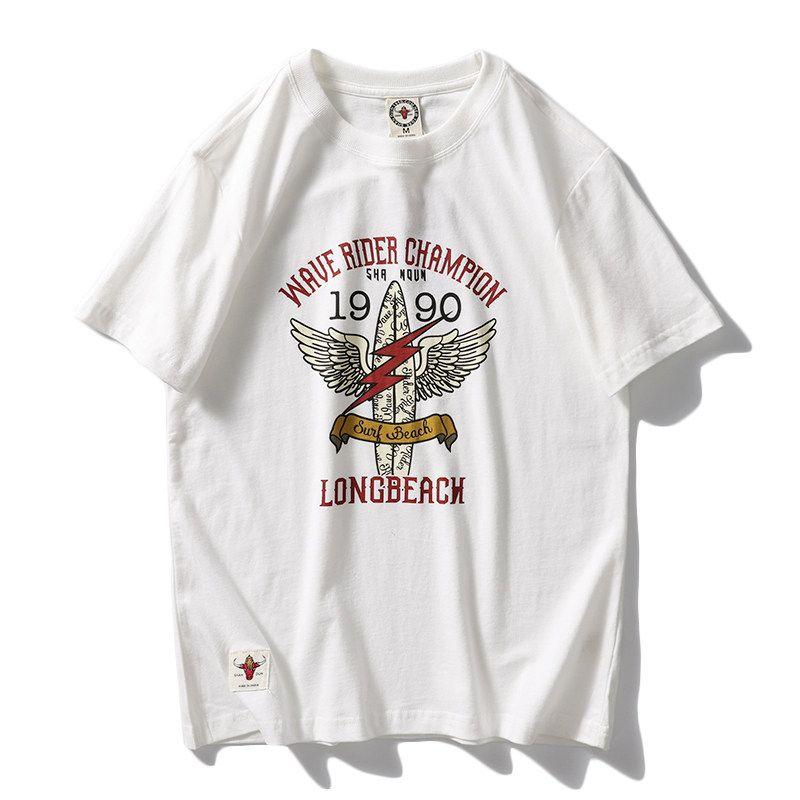 Export Tail Single Cut Label American Retro Short Sleeve T-shirt Men's Ins Fashion Brand All-Matching Pure Cotton Export Menswear Undershirt