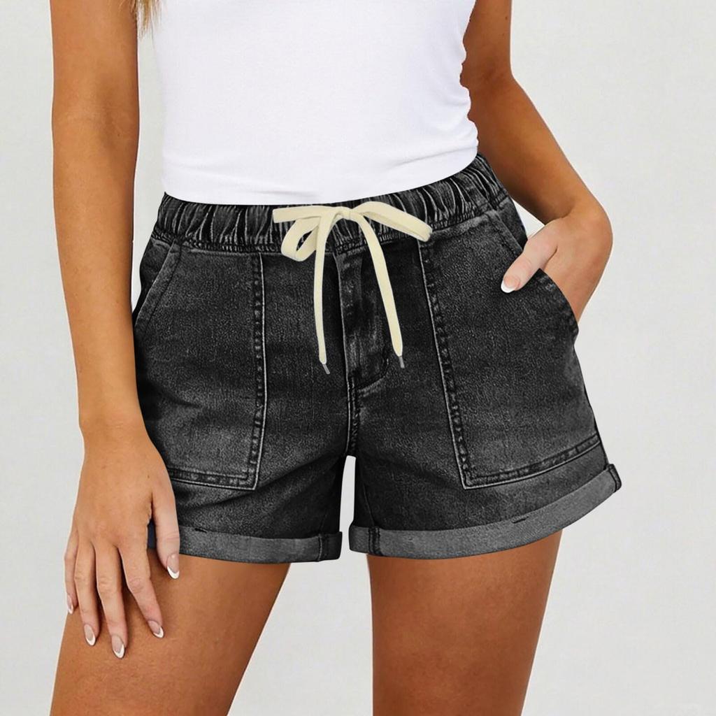 Women's Color Jeans Stretch Slim Fit Distressed Denim Shorts