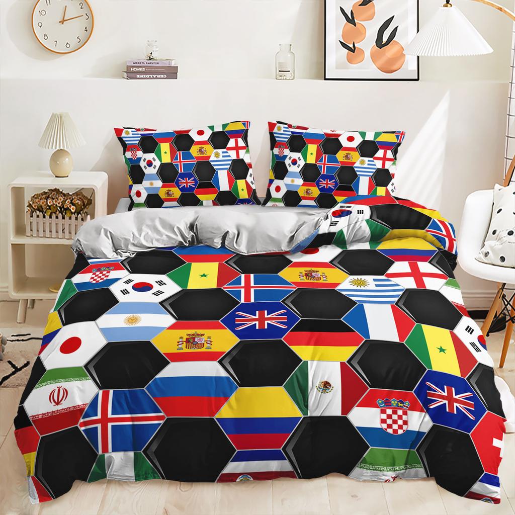 Three-Piece World Cup Football Quilt Cover Decorative Bedding Digital Printing Kit